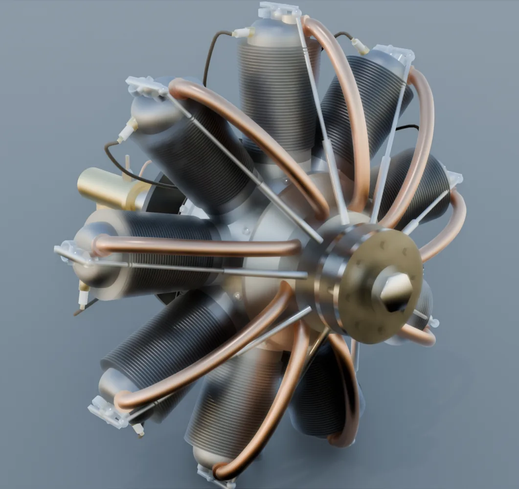 Motor rotativo Le Rhône 9C de nueve cilindros